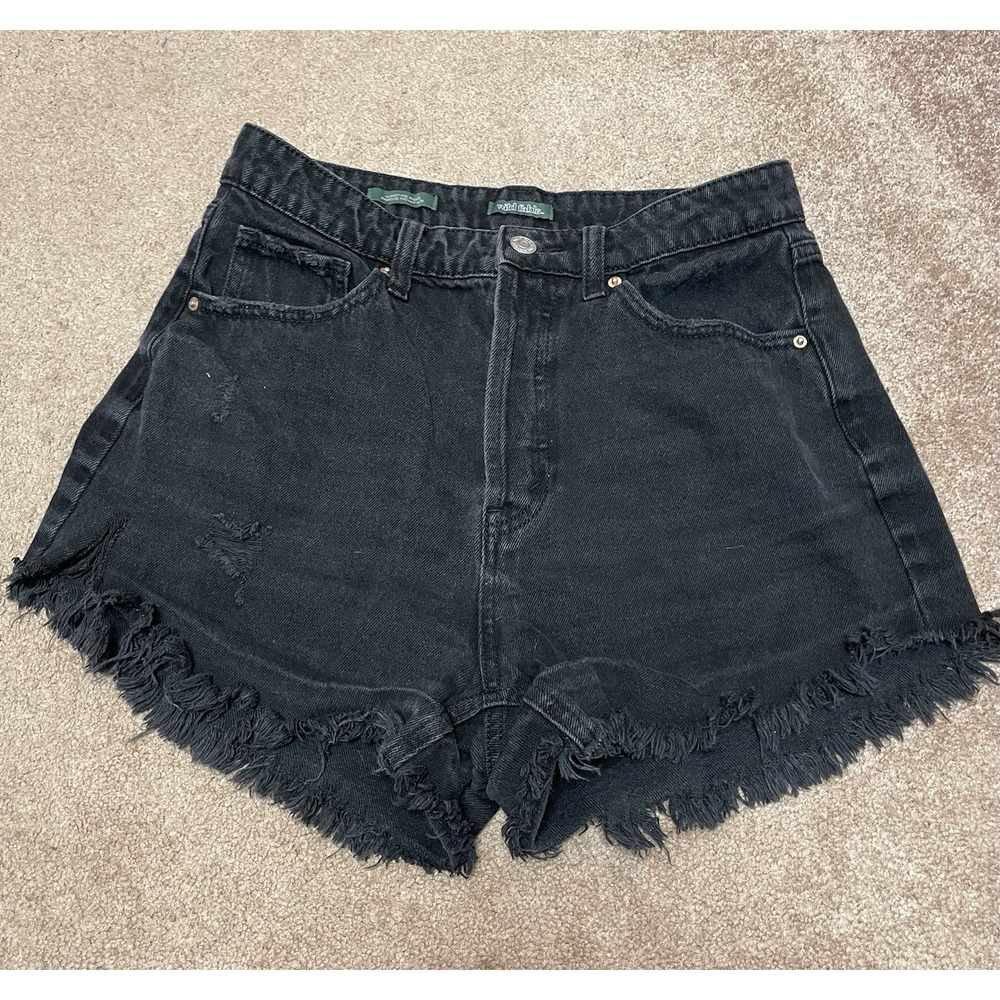 Wild Fable Shorts Women's 8 Black Jeans Cut Off Highest Rise Grunge‎